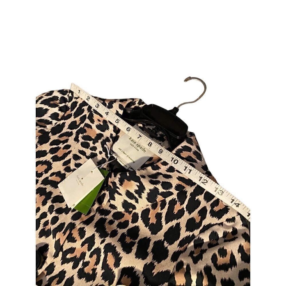 kate spade leopard print top coat Sz 2 animal cotton silk day disco franny - Picture 4 of 17
